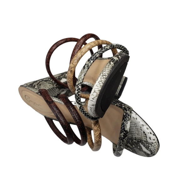 C Comfort | Brown Gray Vegan Leather Snake Print Slip On Block Heels Women's 10 - Picture 9 of 13